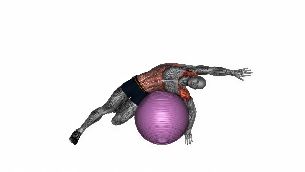 Liggande sido-latsträckning med träningsboll - slutposition