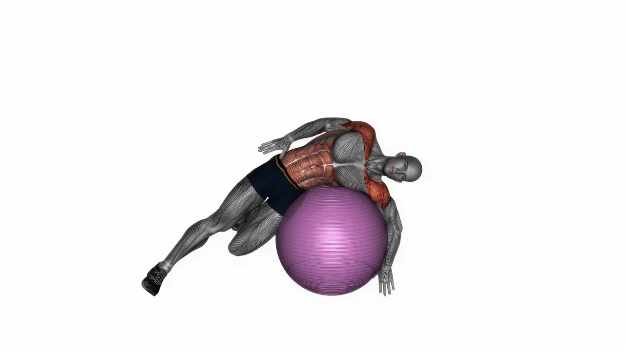 Liggande sido-latsträckning med träningsboll - startposition