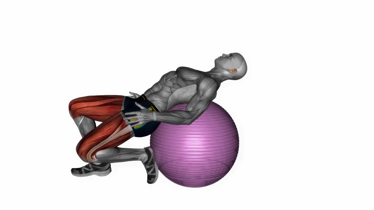 Sittande quadstretch på gymball - startposition
