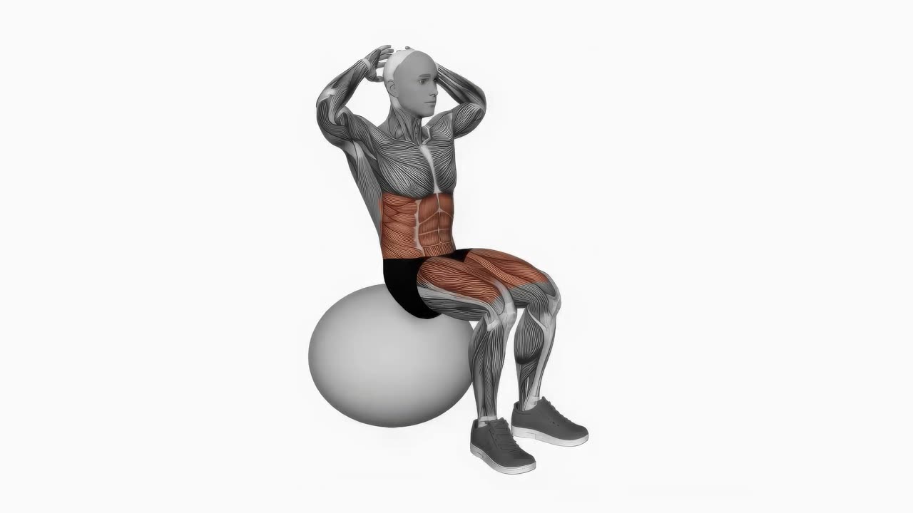 Sit-ups på träningsboll - startposition