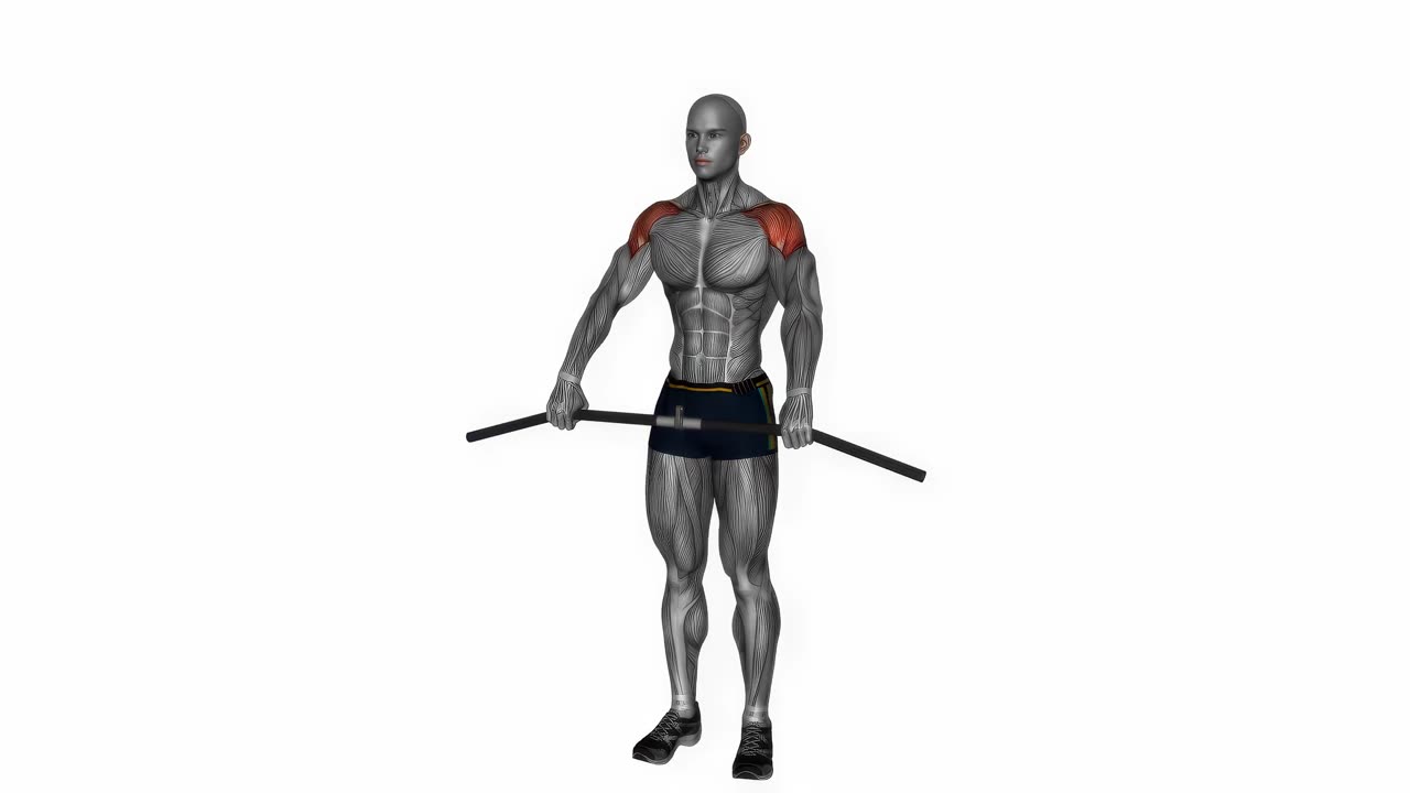 Främre skulderstretch med stång - startposition