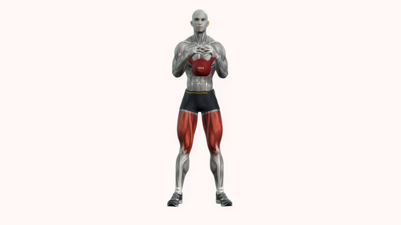 Goblet squat med kettlebell - startposition