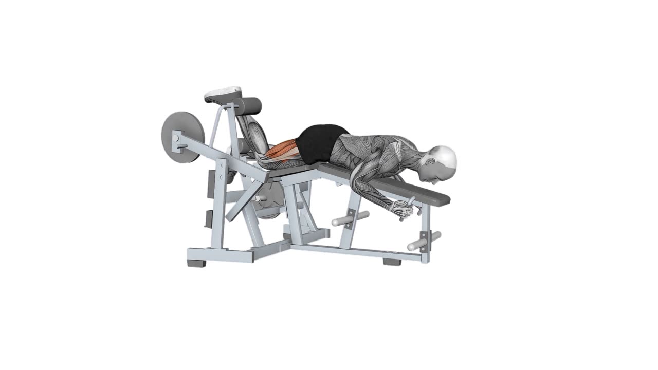 Enarms bencurl i Hammer Strength maskin - slutposition