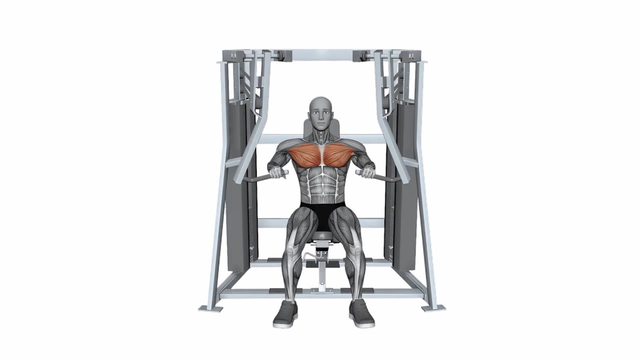 Enarms nedåtlutande press i Hammer Strength maskin - startposition