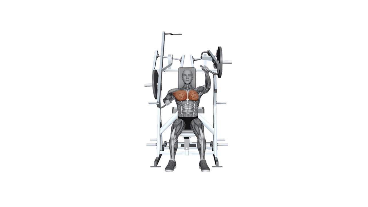 Enarms bänkpress i Hammer Strength bröstpress - slutposition