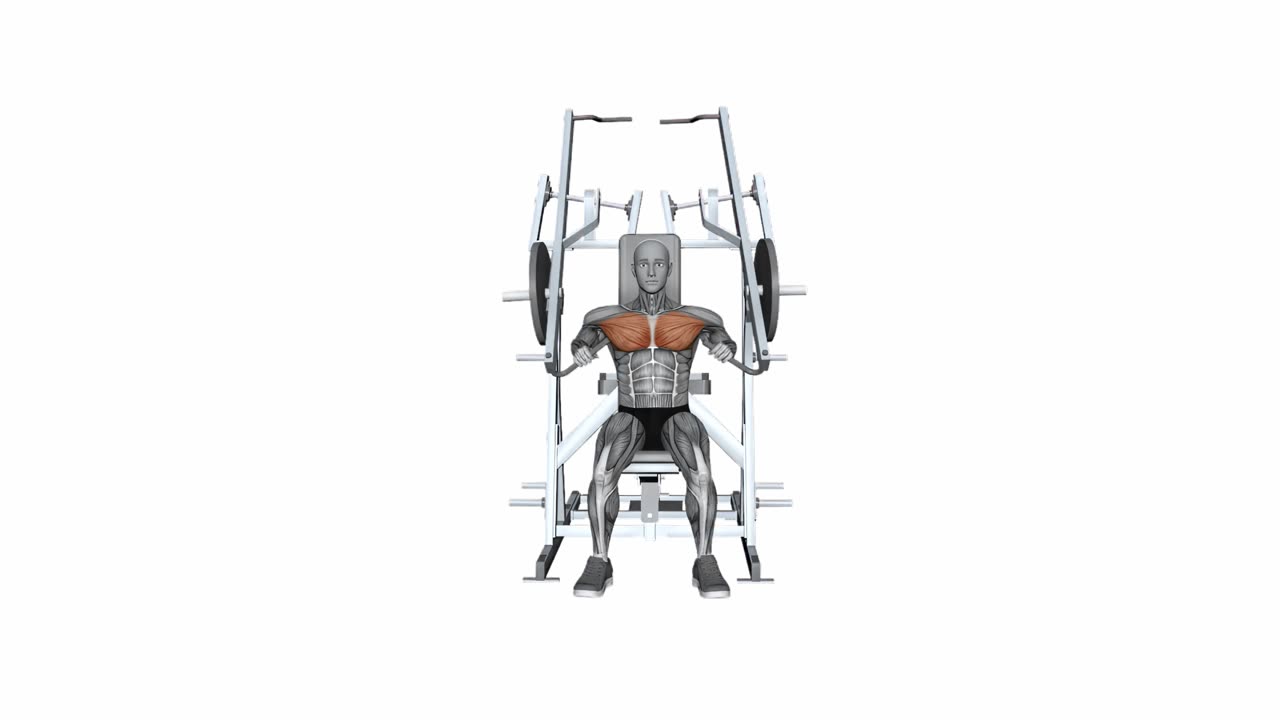 Enarms bänkpress i Hammer Strength bröstpress - startposition