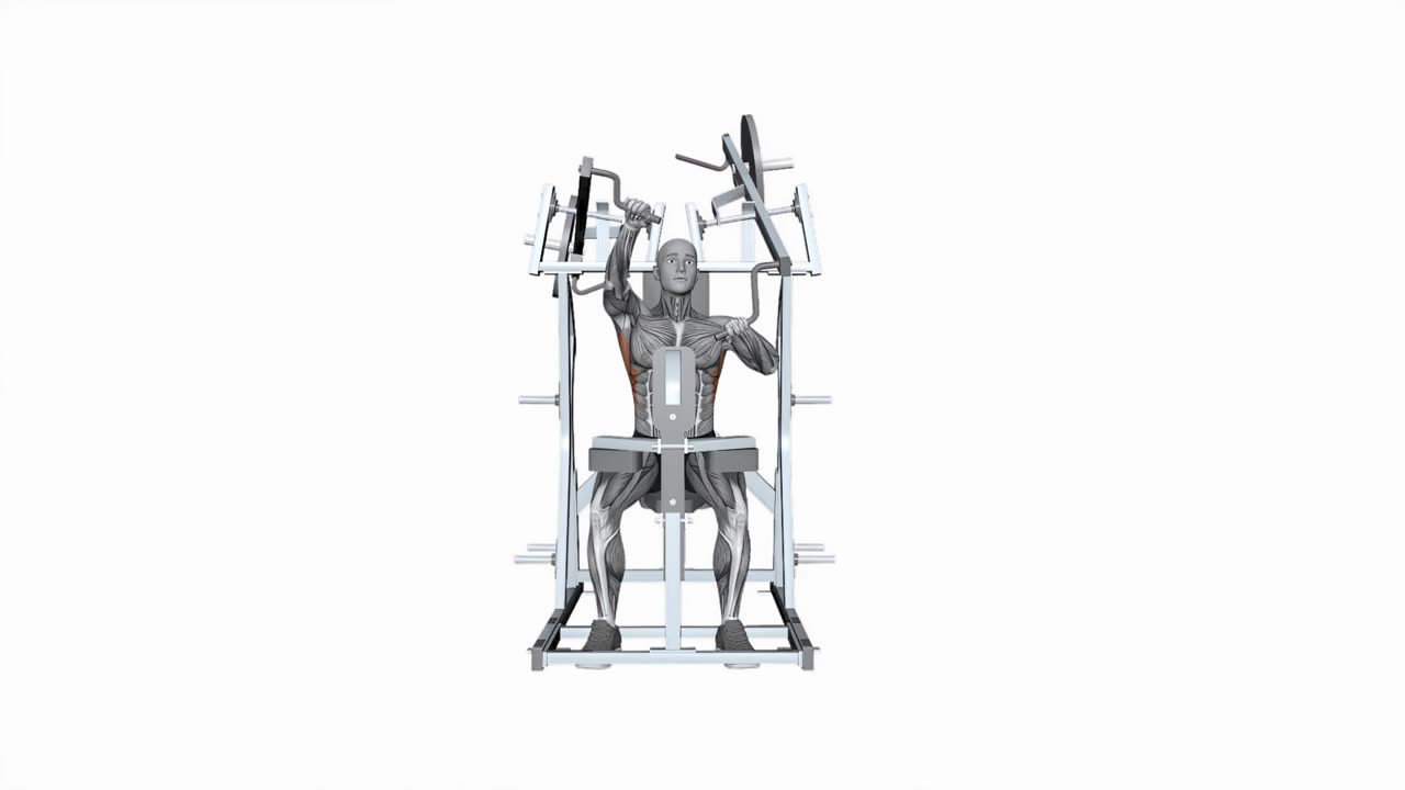 Enarms high row i Hammer Strength-maskin - slutposition