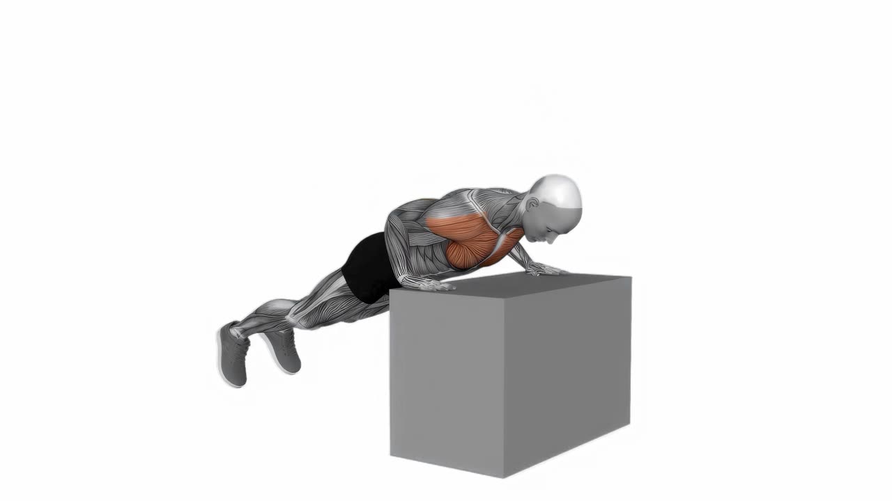 Uppåtlutande armhävning (på plyo-box) - slutposition