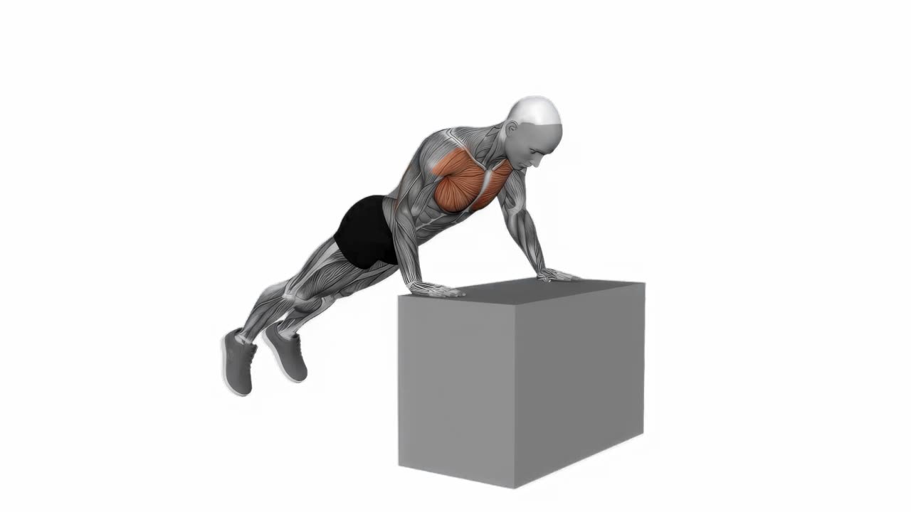 Uppåtlutande armhävning (på plyo-box) - startposition