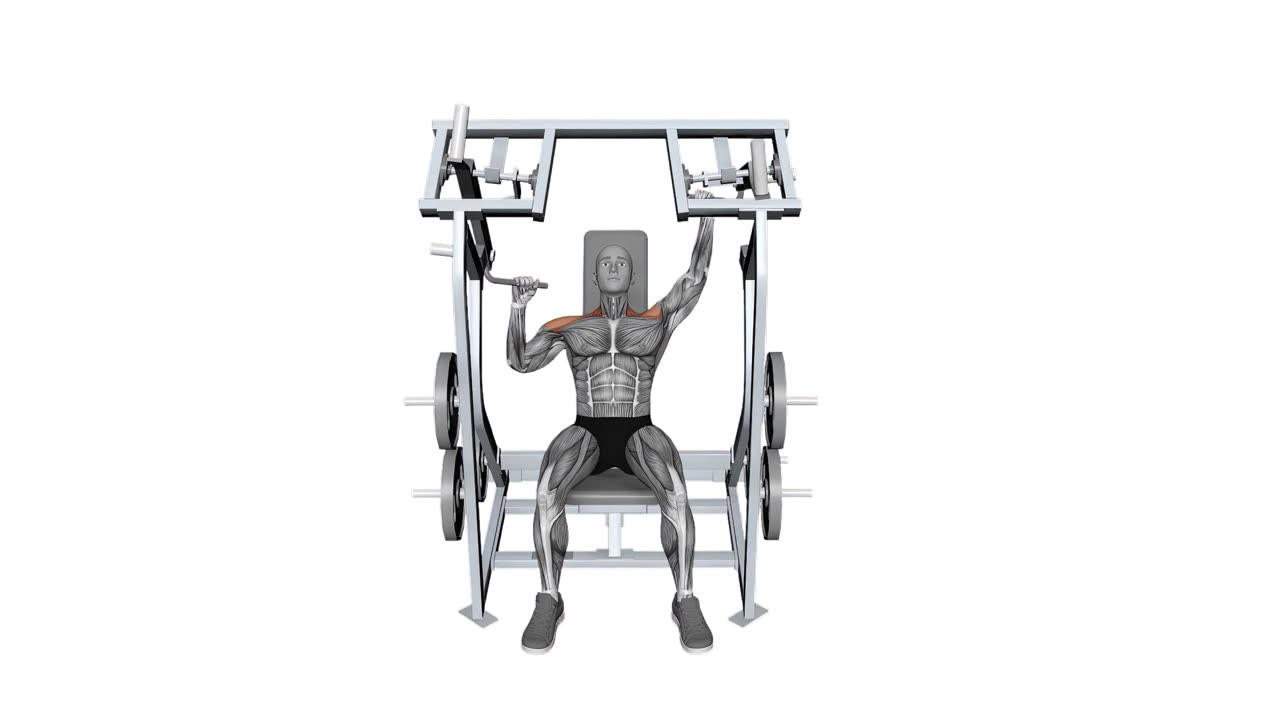 Enarms isolateral axelpress i maskin - slutposition
