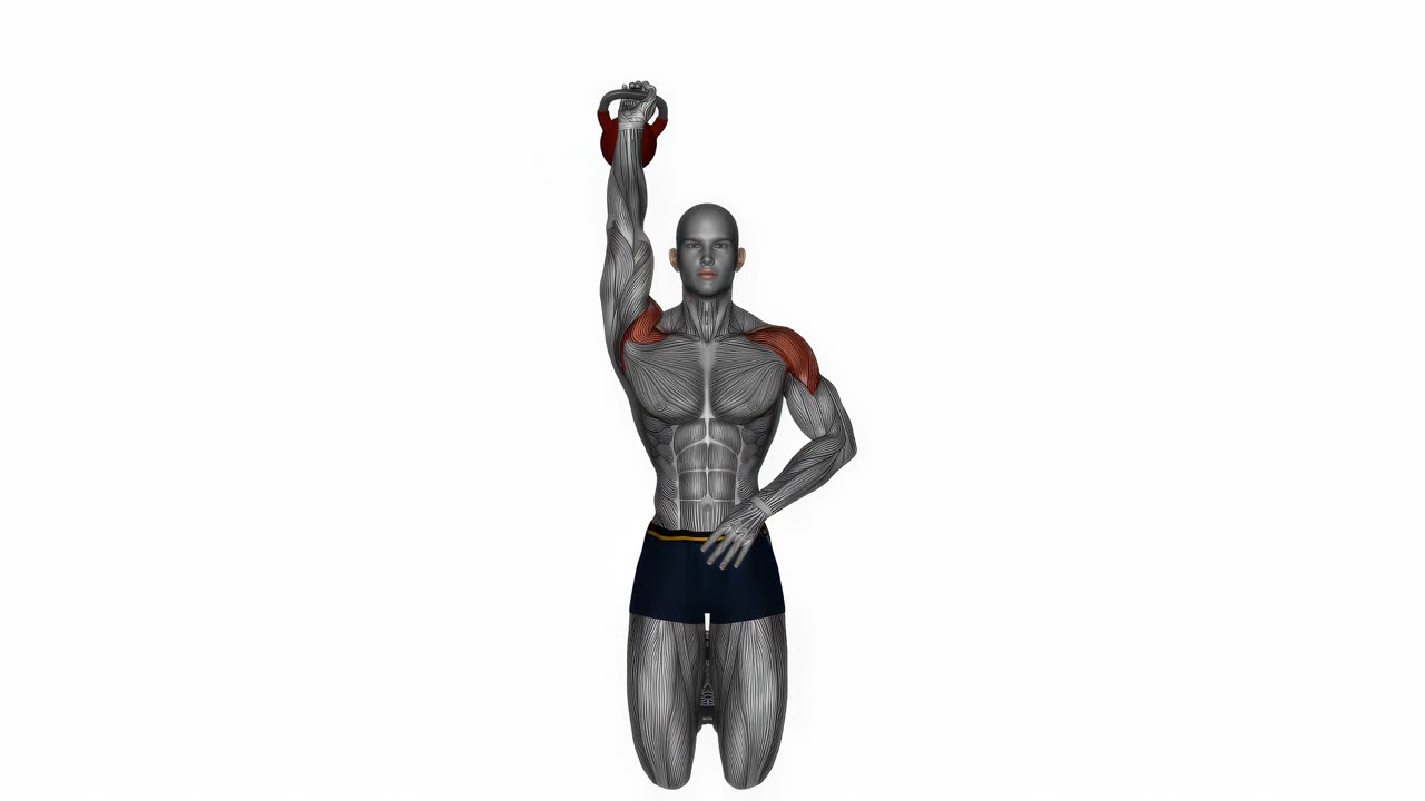 Knästående enarms kettlebellpress - slutposition