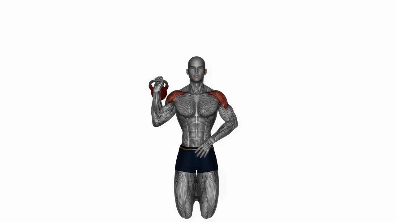 Knästående enarms kettlebellpress - startposition