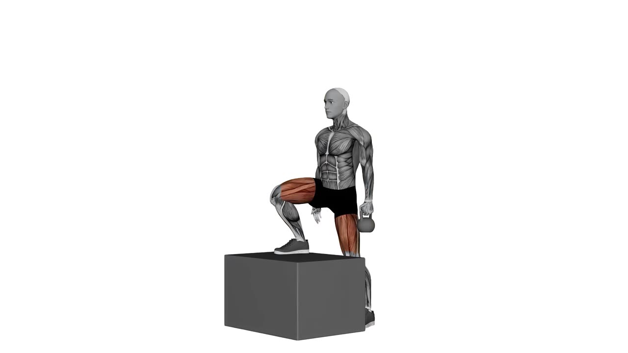 Step-up med kettlebell - startposition