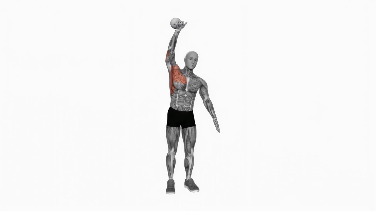 Stående enarms kettlebellpress - slutposition