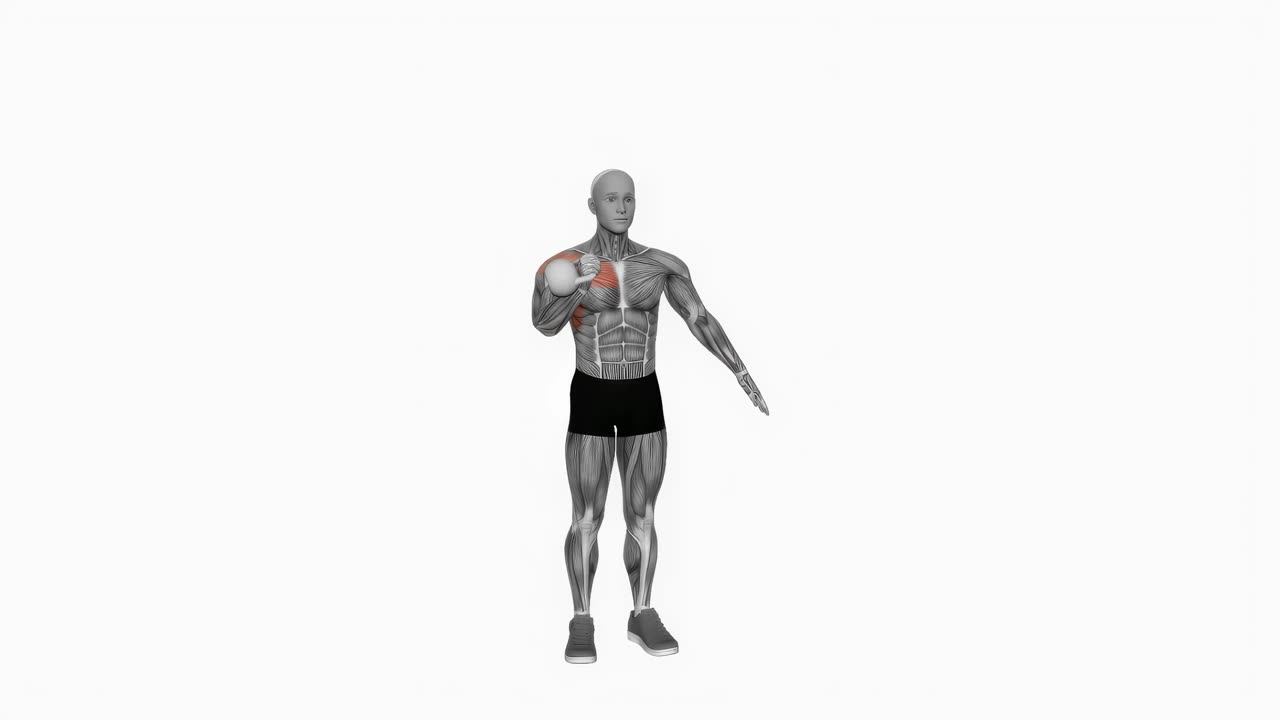 Stående enarms kettlebellpress - startposition