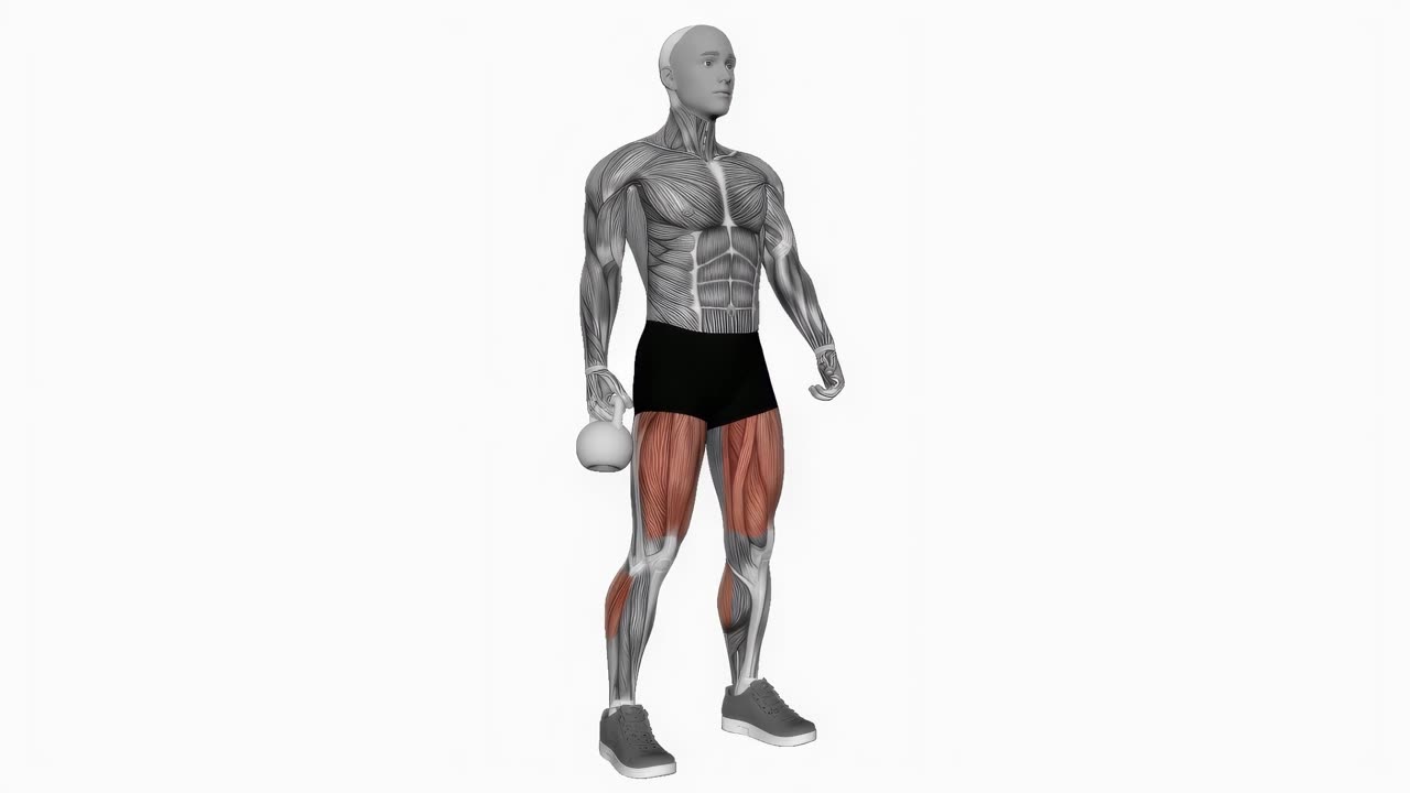 Suitcase knäböj med kettlebell - slutposition