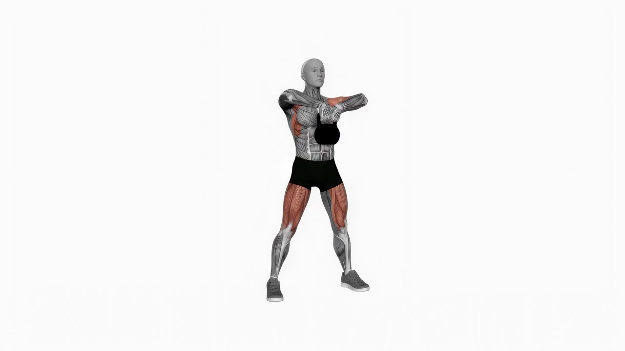 Sumomarklyft med kettlebell och högt drag - slutposition