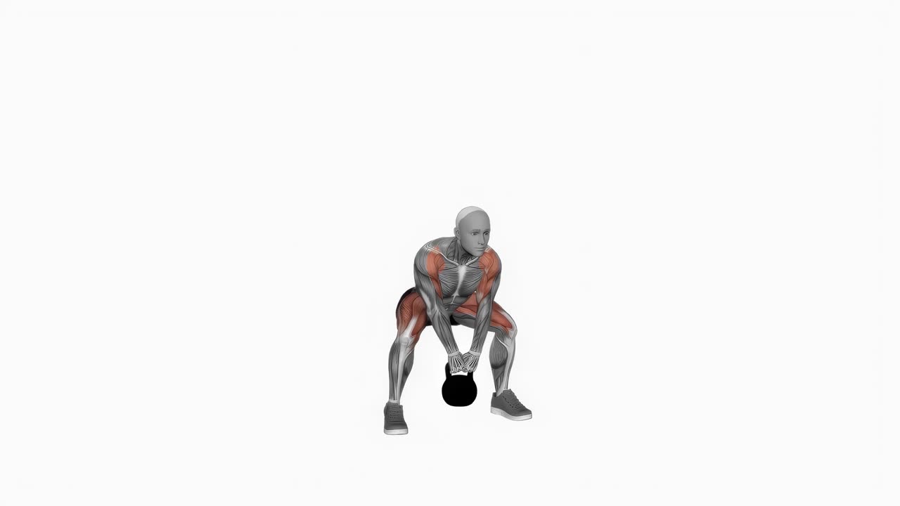 Sumomarklyft med kettlebell och högt drag - startposition