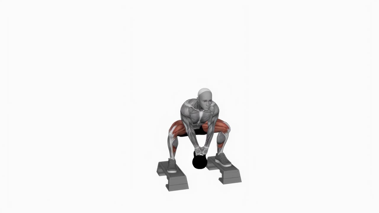 Kettlebell sumoknäböj på stepbox - slutposition