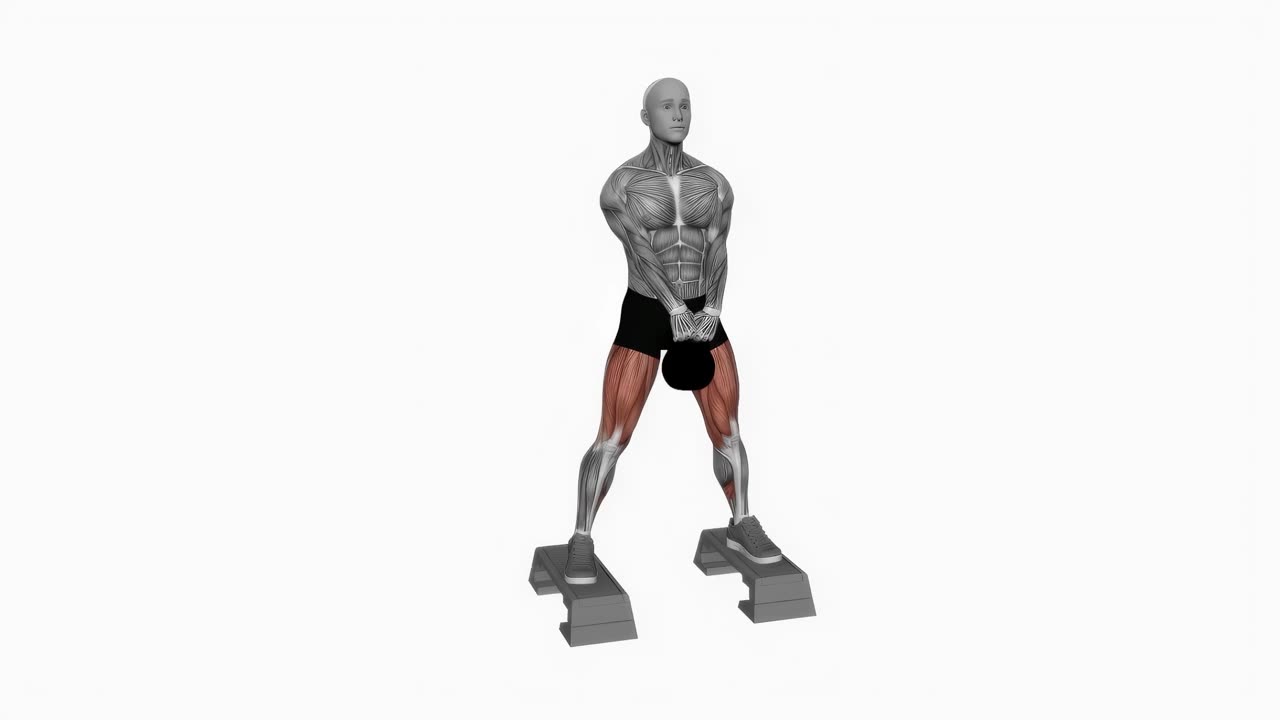 Kettlebell sumoknäböj på stepbox - startposition