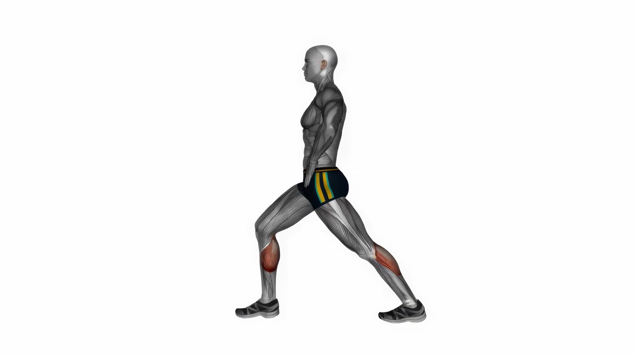 Utfall med rak bakre ben, vadstretch - startposition