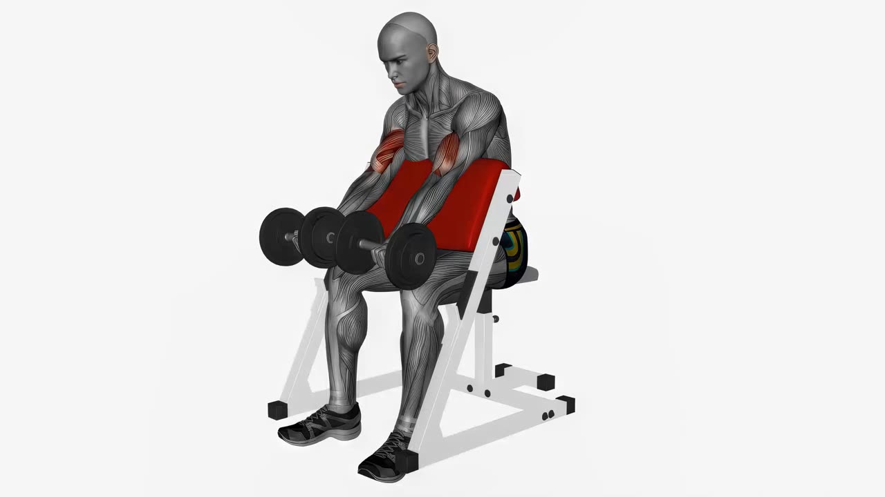 Preachercurl med hantel, simultant - startposition