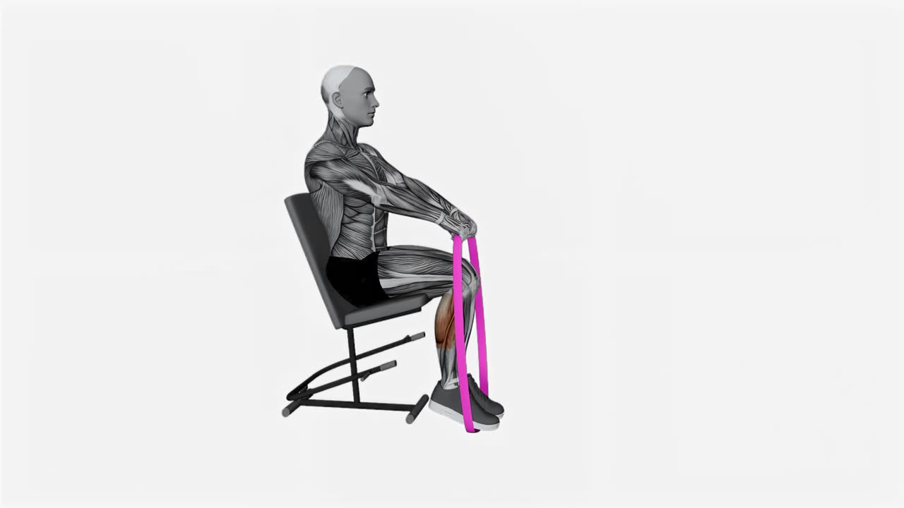 Sittande vadpress med motståndsband - slutposition
