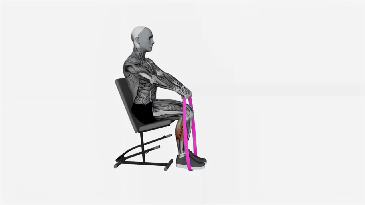 Sittande vadpress med motståndsband - startposition