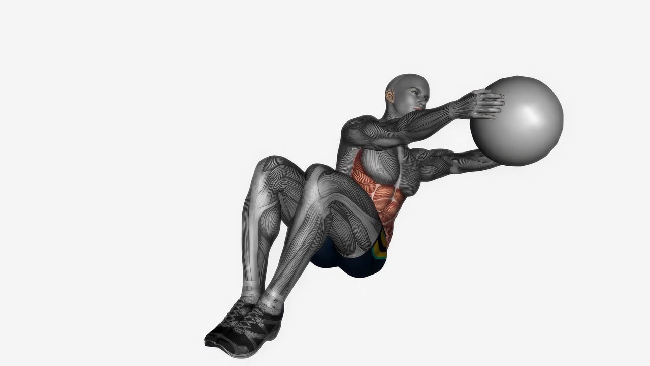 Russian twist med medicinboll - slutposition