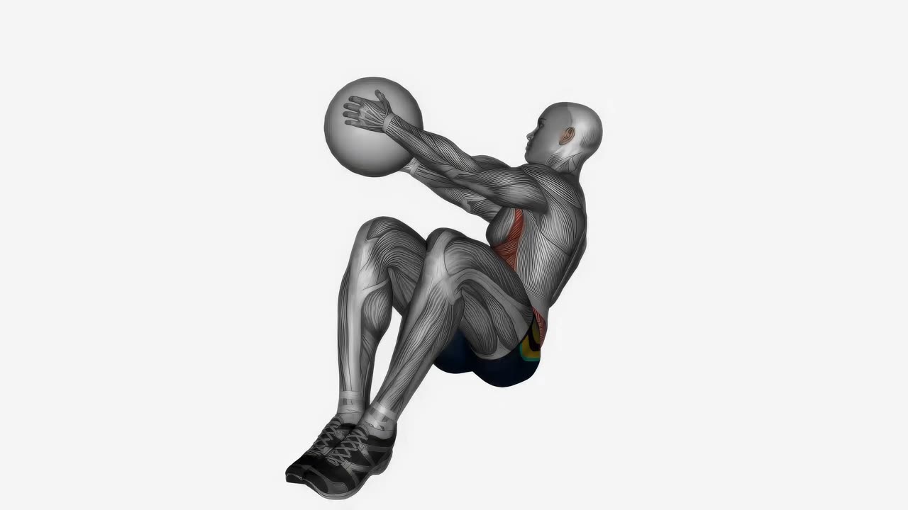 Russian twist med medicinboll - startposition