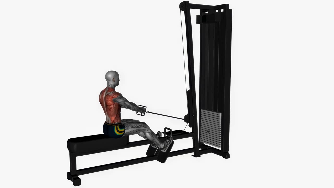 Sittande kabelrodd med V-stång - startposition