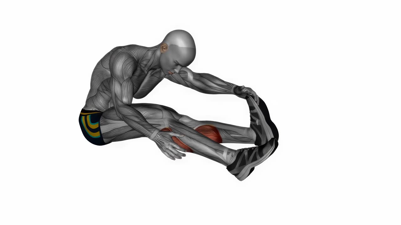 Sittande vadstretch med raka ben - startposition