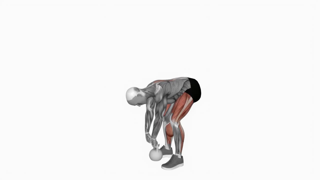Enarms marklyft med kettlebell - startposition