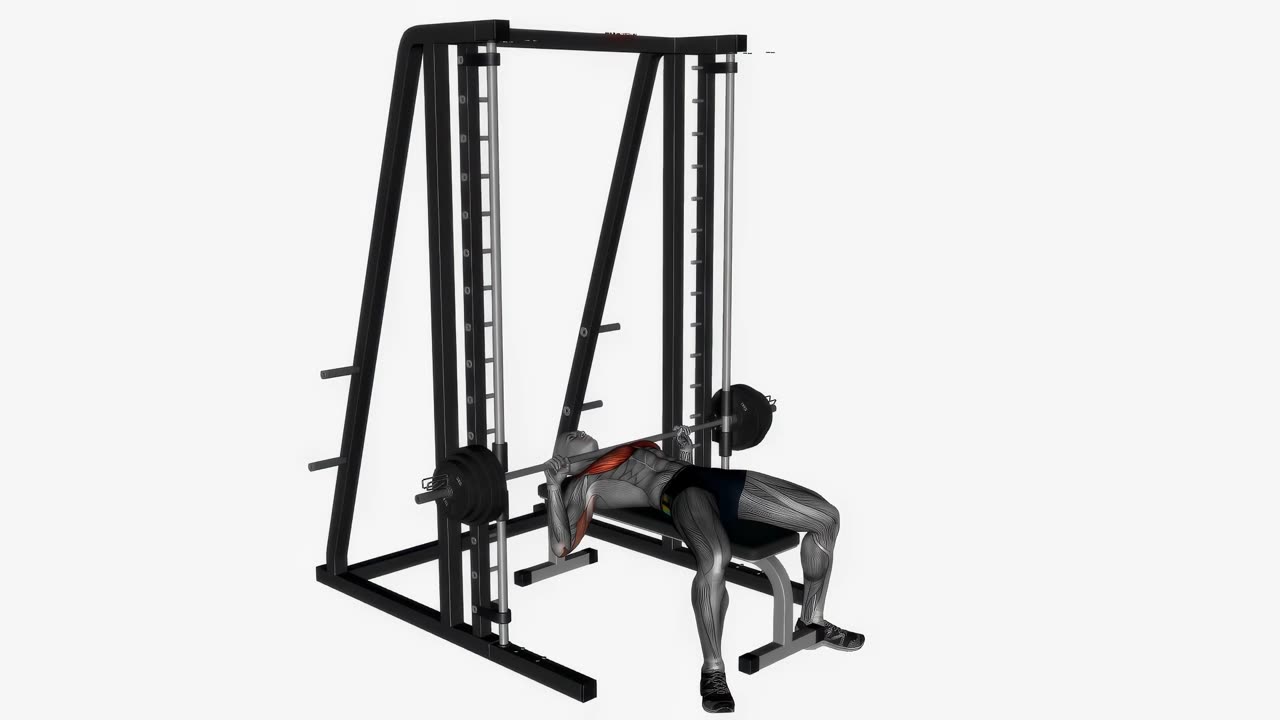 Bänkpress i smithmaskin - startposition