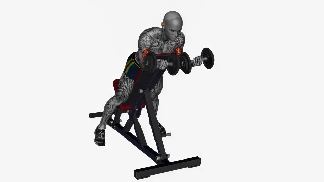Spider curl med hantel simultant - slutposition