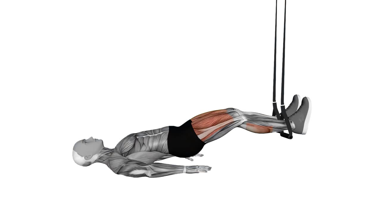Lårcurl med raka höfter i TRX - startposition
