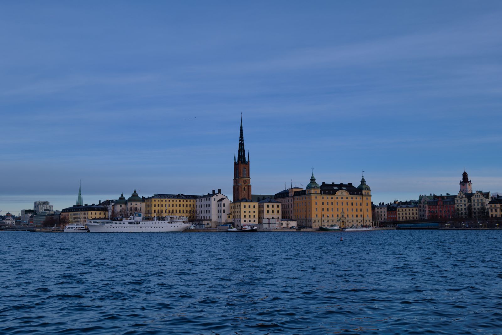 Stockholm old town skyline reflected on the water