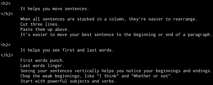 writing-one-sentence-per-line