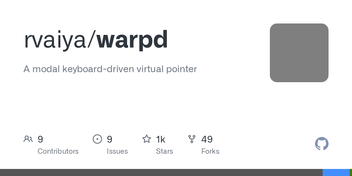 github-–-rvaiya/warpd:-a-modal-keyboard-driven-virtual-pointer
