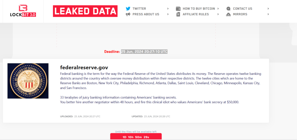 lockbit-claims-to-exfiltrate-33tb-of-data-from-us-federal-reserve