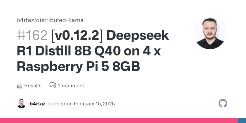 deepseek-r1-distill-8b-q40-on-4-x-raspberry-pi-5,-643-tok/s-(eval-11.68-tok/s)