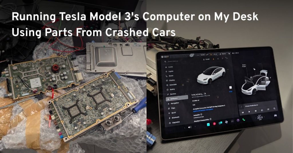 running-tesla-model-3’s-computer-on-my-desk-using-parts-from-crashed-cars
