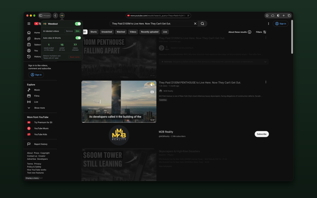 show-hn:-weedout-–-safari-extension-that-hides-youtube-ai-labeled-videos