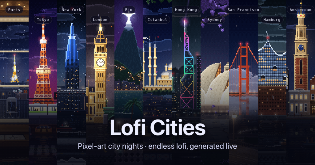 show-hn:-lofi-cities-–-pixel-art-city-nights-with-browser-generated-lofi