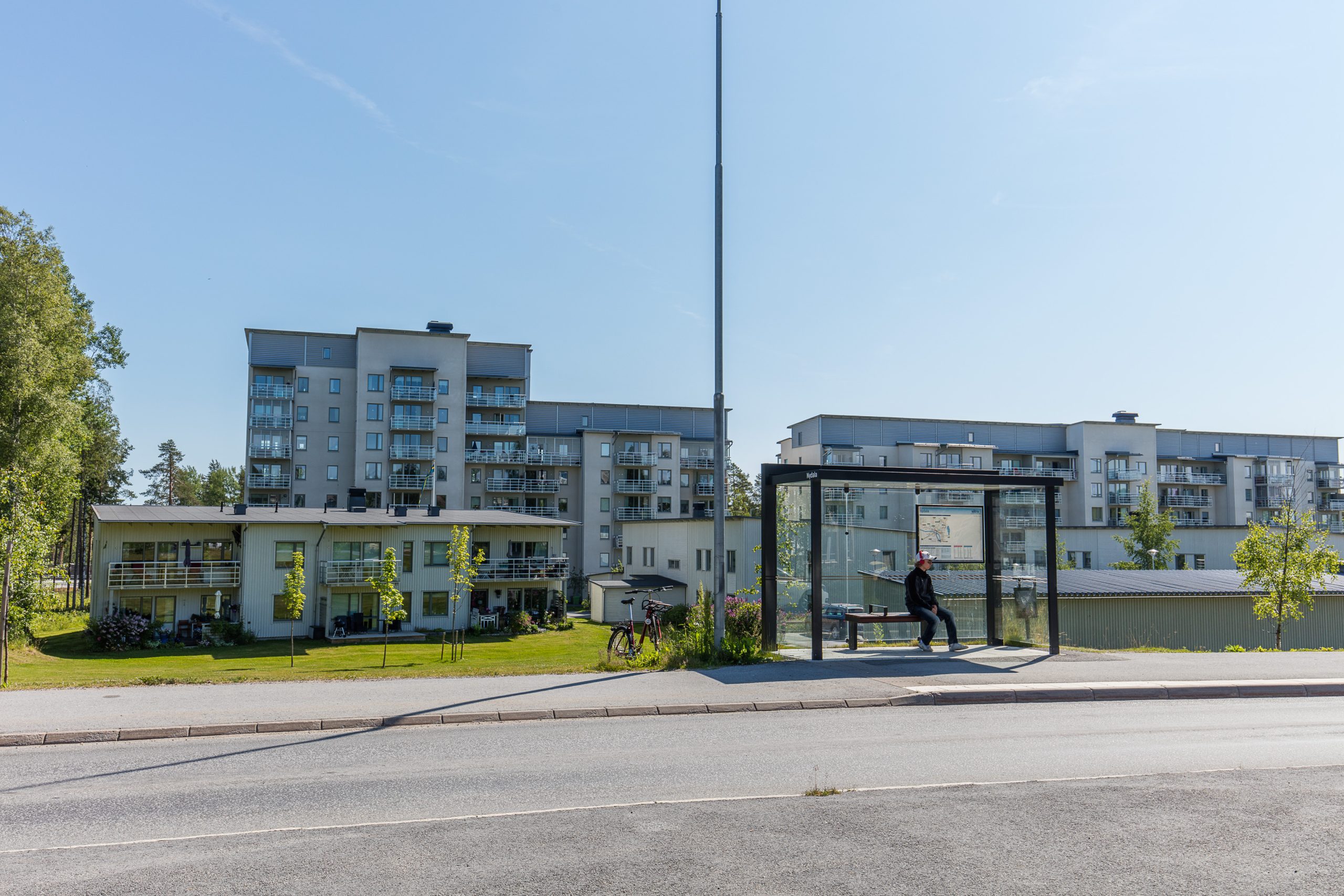 Busshallplats och bostadshus i Marieomradet, Umea