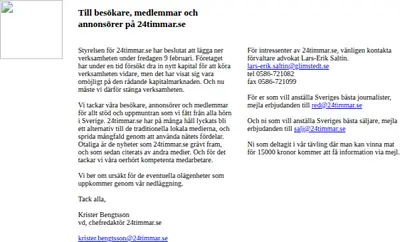 www.24timmar.se startsida 2001
