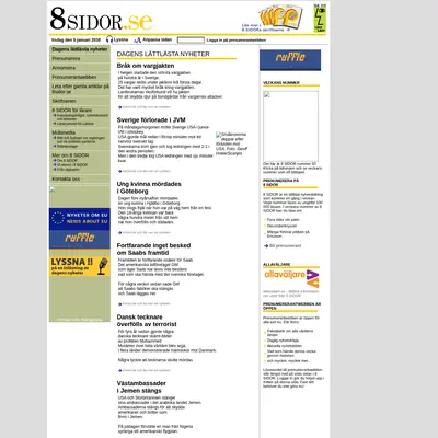 8 SIDOR - lättlästa nyheter startsida 2010