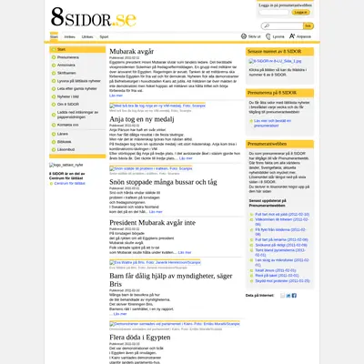 8 SIDOR - lättlästa nyheter startsida 2011