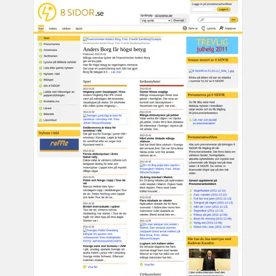 8 SIDOR - lättlästa nyheter startsida 2012