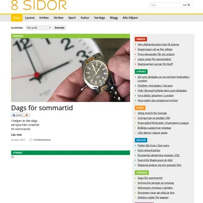8 SIDOR - lättlästa nyheter startsida 2017
